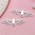 Antique silver bat pendants with gothic filigree patterns for Halloween DIY jewelry making - Hollow Bat Pendant (7716)