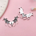 Gothic antique silver bat charm with heart and inverted cross for DIY jewelry making - Cross Bat Wing Pendant (18640)