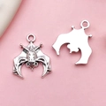 Antique silver bat pendant charms with realistic relief detail for DIY jewelry making - Small Bat Pendant (B297)