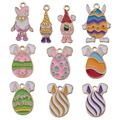 Colorful Easter gnome and egg enamel charms set for DIY jewelry making and crafts - Assorted Holiday Charm Set (SN644)