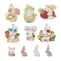 Easter bunny enamel charms set in multiple poses for DIY jewelry making and crafts - Enamel Easter Rabbit Set