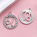 Ciondoli segno Leone in argento con cristalli e texture per gioielli fai da te - Leone