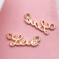 Detail of rose gold Love letter charms with double connectors for DIY jewelry making - Love Letter Connector
