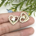 DIY gold heart pendants with faux pearls, enamel tulips, and vintage rose reliefs - Pearl Heart White Rose (15958)