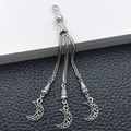 Vintage silver tassel pendant with moon and flower charms for DIY jewelry making - Moon Tassel Style (18844)