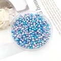 DIY beads set featuring gradient sky blue, lavender, and white iridescent round pearls - Round Bead with Hole (10449) / 1 Piece (4mm) / Iridescent Gradient