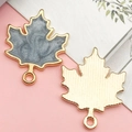 Grey marble finish maple leaf charm with gold plating for DIY jewelry making - Gray