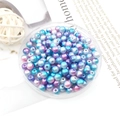 Polished ABS gradient iridescent faux pearls for DIY necklace making in light blue and pink - Round Bead with Hole (10450) / 1 Piece (6mm) / Iridescent Gradient