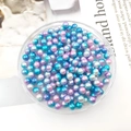 DIY iridescent ABS pearl beads set in pastel blue, purple and pink for jewelry making - Round Bead without Hole (9104) / 1 Piece (5mm) / Iridescent Gradient