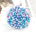 Blue and purple gradient faux pearl bead set in clear storage box for DIY crafts - Round Bead without Hole (9104) / 1 Piece (6mm) / Iridescent Gradient
