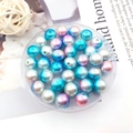 Mix of gradient colorful ABS pearls for DIY necklaces and jewelry making in round shapes - Round Bead with Hole (10452) / 1 Piece/Pack (10mm) / Iridescent Gradient
