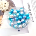 Lustrous blue ABS faux pearl round beads for DIY jewelry and handicraft making - Round Bead with Hole (10453) / 1 Piece (12mm) / Iridescent Gradient