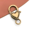 Fermoir mousqueton en forme de cœur bronze antique en alliage pour porte-clés DIY - Style Lisse Bronze Antique (13001)