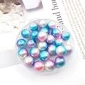 ABS gradient pearl beads in blue and pink tones stored in a clear round plastic case - Round Bead without Hole (9104) / 1 Piece (12mm) / Iridescent Gradient