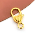Fermoir homard en forme de cœur doré avec texture rayée pour création de bijoux - Style Rayé Or Brillant (13005)