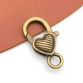 Fermoir mousqueton en forme de cœur bronze antique pour bijoux DIY et sacs à main - Style Rayé Bronze Antique (13006)