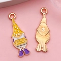 Cartoon gnome charm with BOOO text and yellow star hat for DIY jewelry making - Yellow Hat Gnome Charm (18606)