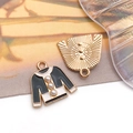 Set de dijes DIY con chaqueta de esmalte negro con perlas y colgante dorado radiante - Ropa de Mujer Esmaltada Negra con Perlas (12101) / 16x15mm