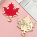 Roter Ahornblatt-Anhänger mit Goldmetall-Finish für Thanksgiving DIY Schmuck - Rotes Emaille Ahornblatt (15498)