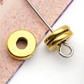 Perle d'espacement dorée plate sur une tige à œil pour création de bijoux DIY - Perle rayée or brillant (10148)