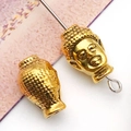 Perles tête de Bouddha dorées en alliage pour création de bijoux DIY avec détails - Perle Bouddha or brillant (10154)