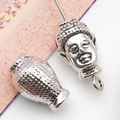 Pendentif tête de Bouddha argent antique et perle en métal texturé pour bijoux DIY - Perle Bouddha argent antique (10155)