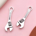 Silver antique style wrench shaped alloy charms for DIY jewelry making sets - Antique Silver Zinc Alloy Tool Wrench (5274)