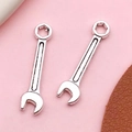 Silver vintage wrench charms made of polished alloy for DIY jewelry and keychains - Antique Silver Tool Wrench (8523)