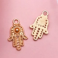 Rose gold Hamsa Hand metal pendants with hollow patterns for DIY jewelry making - Hamsa Hand