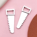 Vintage silver metal hand saw tool pendant for DIY jewelry making and keychains - Antique Silver Tool Saw (8524)