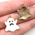 Pendentif fantôme d'Halloween en émail blanc et métal doré pour bijoux faits main - Fantôme Blanc (13998)
