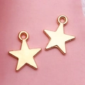 Pair of glossy KC gold star-shaped charms for DIY jewelry and phone case making - Pentagram