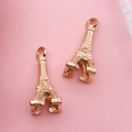 Set of two rose gold Eiffel Tower alloy pendants for DIY jewelry and phone accessories - Eiffel Tower