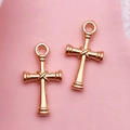 DIY rose gold cross pendant with rope cross texture and closed loop for jewelry making - Vintage Pattern Cross