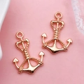Rose gold anchor pendants with rope texture for DIY necklaces and jewelry making - Anchor