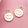 Rose gold crown pendant charms for DIY jewelry making with elegant round frame - Round Crown Medal