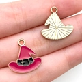 Breloques chapeau de sorcière émaillé rose pour bijoux DIY avec dos en métal doré - Chapeau de Sorcier Violet (14006)