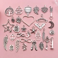 Vintage silver alloy charm assortment including wings and hot air balloons for DIY jewelry - Antique Silver Mixed Set 30 Styles (SN708)