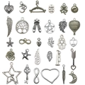 Set of 27 antique silver alloy charms for DIY jewelry making featuring various vintage shapes - Mixed Styles (SN708)