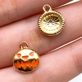 Pendentif citrouille d'Halloween en émail orange et finition dorée pour bijoux DIY - Citrouille Orange (14011)