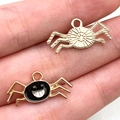 Joli pendentif araignée en émail noir avec visage souriant pour bijoux d'Halloween - Araignée Noire (14013)