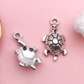 Silver turtle ocean charms for DIY jewelry making featuring textured shell details - Antique Silver Turtle (4256-Antique Silver Zinc Alloy Sea Turtle 12X23-1.7g)