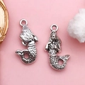 Antique silver mermaid charms for DIY bracelets and necklaces with scales detail - Antique Silver Mermaid (Zinc Alloy, 12x23mm, 1.2g)