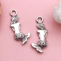 Antique silver mermaid charms for DIY bracelets with detailed fish tail scales - Antique Silver Mermaid (8213 - Antique Silver Ocean Mermaid 9x20mm - Zinc Alloy - 0.8g)