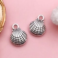 Silver alloy seashell charm pendants for DIY jewelry making on soft pink background - Antique Silver Shell (9042-Antique Silver Ocean Shell 10x13mm-Zinc Alloy-1.1g)