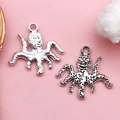 Vintage silver octopus alloy charms for DIY necklaces and bracelets, set of two - Antique Silver Octopus (Zinc Alloy Sea Octopus 19x20mm 0.9g)