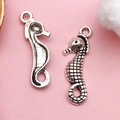 Silver seahorse pendant DIY charms for bracelets and necklaces with antique finish - Antique Silver Seahorse (10360-Antique Silver Zinc Alloy Ocean Seahorse 22.4x6-0.7g)