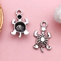 Antique silver sea turtle charms for DIY jewelry making with realistic shell textures - Antique Silver Sea Turtle (10361-Antique Silver Zinc Alloy Sea Turtle 18.5x10-0.7g)