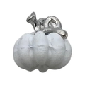 Detail of a white pumpkin-shaped charm with silver stem for DIY jewelry making - 3D Pumpkin (15493)