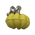 Macro view of a cute yellow pumpkin pendant charm with metal ring for DIY jewelry - 3D Pumpkin (15494)